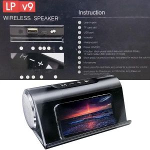 LP v9 Wireless Speaker with 3-5 hours playtime 8Wx2 output power USB/built-in lithium battery SNR 80dB portable audio accessory for electronics.