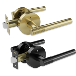 Viladepot Privacy Door Handle Knurled Handle Lever Bedroom Bathroom Passage Door Lock Reversible Keyless