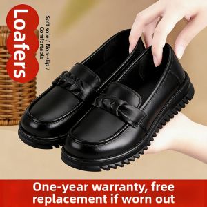 JIFANPAUL | Thick-soled Loafer Black Japanese-English Style Single Shoes