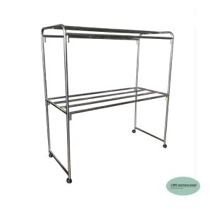 CMS ราวตากผ้าสนามสแตนเลส ราวตากผ้า ราวแขวนผ้า ความยาว 150 ซม. ความกว้าง 65 ซม. ความสูง 170 ซม.ราวแขวน 8 เส้น มีล้อ