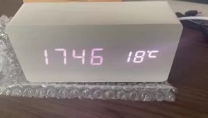 Alarm Clock LED Wooden Watch Table Voice Control Digital Wood Despertador USB/AAA Powered Electronic Desktop Clocks