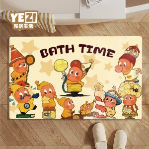 Adorable Star Man Cartoon Diatom Mud Bathroom Mat Water Absorbent Non Slip Toilet Room Door Entrance Foot Rug Pad