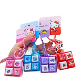 Bandai | New Creative Four-Grid Electronic Button Sound Keychain Pendant Decor Cartoon Anime Figure Minecraft