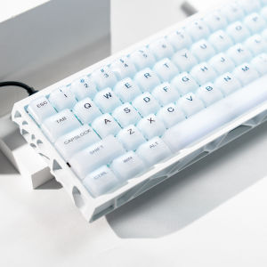 WOMIER 115 Keys White Fog Transparent Clear Keycaps Crystal Ceramic PC Keycap RGB Shine Through Key cap Cherry Profile for MX Switch Keyboard