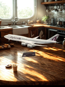 Airplane Model 1:130 Scale Boeing Aircraft B747-8  Qatar DieCast Resin Aircraft Collection With LED Lights Display Home decor