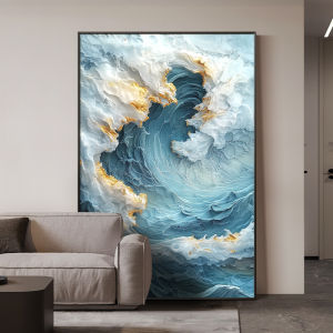 Modern Minimalist Living Room Decorative Painting Abstract Luxury Sofa Background Wall Art Wave Pattern Floor Hanging Picture