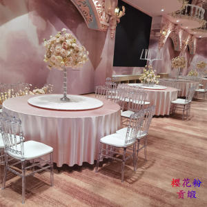 High End Hotel Silk Satin round Tablecloth for Banquet Dinner Solid Color Tablecloth Restaurant Dining Table Cover Art Fabric