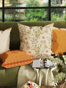 American Style Sofa Pillow Bedroom Window Seat Back Cushion Cover Polyester Fiber Square Plant Floral Pattern Home Decor