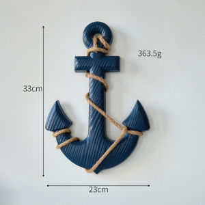 Mediterranean Style Wooden Ship Anchor Decorative Hanging Piece - Ocean Theme Room Wall Decor Photo Wall Accessories