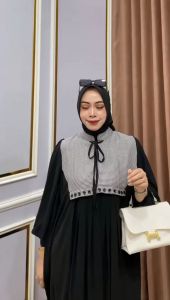 Gamis cantik konstud mix cer ceruty / dress wanita / rompi