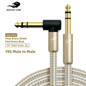 GOLLEY LION 1/4 Quarter Inch TRS Instrument CableRight-Angled to Straight 6.35mm Guitar Bass AMP Cord6.3mm Male Stereo Audio Line for Electric GuitarBassKeyboardMixerAmplifierSpeaker