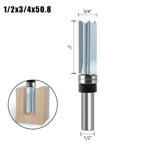 Dao Phay Thẳng 3 Cạnh Trục 12mm 1/2 Inch Có 2 Vòng Bi Dùng Cho Máy Khắc Gỗ Tạo Rãnh & Cắt Tỉa