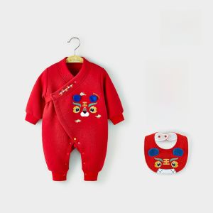 Warm New Years Outfit for Babies Winter Newborn Romper Clothes Chinese Style Cotton Traditional Celebration Costume Boy Girl