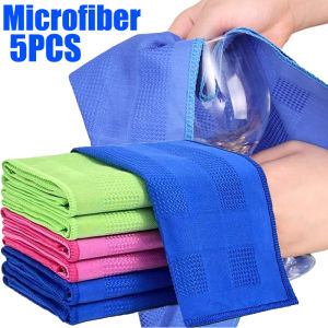 5PCS 2025 New Microfiber Towel Square Waffle Strong Water Absorption Super Absorbent Magic Cleaning Rag Oil Absorbent Kitchen Towel Multifunction Drying Cloth