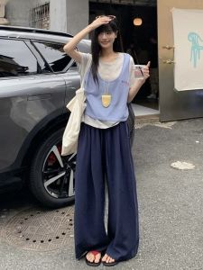 MIANXIANZHI | Lightweight Cotton Linen Wide Leg Pants Women Summer Loose Drape Anti-Wrinkle Tencel Linen Knife Edge Pants Straight Cut Trousers