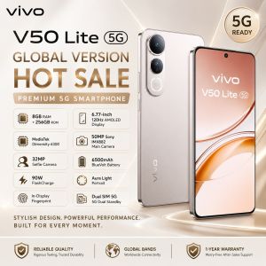 vivo | 2026 new VIVO V50 Lite 5G Premium Smartphone 8GB+256GB Dimensity 6300 32MP Selfie Aura Light 6500mAh Battery 90W FlashCharge