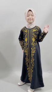 ABAYA ANAK HITAM PUTIH BORDIR MAULID SHAYBAH ARAB GAMIS MEWAH GL FASHION
