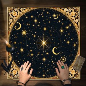VIKAMA Tarot Tablecloth Zodiac Plate Sun Moon Maze Goat Skull Altar Cloth Witchcraft and Divination Decoration