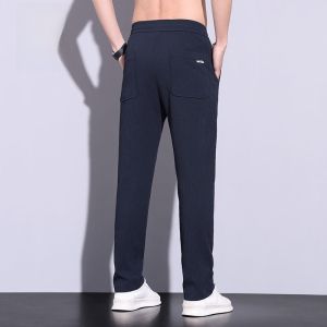 ROMON | Romon Mens Casual Pants Summer Breathable Ice Silk Loose Straight Leg Thin Fashionable Business Long Trousers