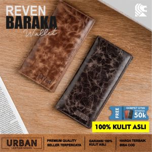 Dompet Pria Kulit Sapi 100% REVEN BARAKA LONG WALLET Dompet Cowok Distro Terbaru 2024 Import Batam Dompet Keren Kekinian Elegan Vintage Kasual Dompet Panjang