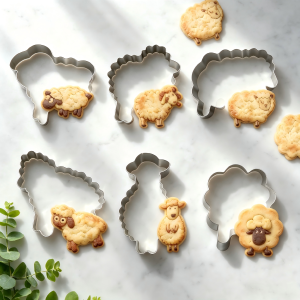 6PCS Sheep Lamb Cookie Cutters Food Grade Stainless Steel Fondant Mold For Chocolate Fruit Birthday Cake Home Baking Decor