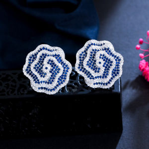 SEQUITO Pha Lê AAA Mạ Bạc Lấp Lánh Đính Đá Tinh Tế Bông Tai Nụ Hình Hoa Đá Cubic Zirconia Tiệc Tuyệt Vời Cho Nữ Trang Sức Tai Làm Quà Tặng Ngày Lễ SE745