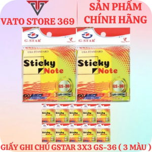 Giấy note ghi chú GSTAR GS-36 ba màu 3x3 75mm x 75mm 100 tờ