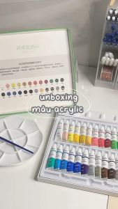 Màu Nước Water Color 5ml Deli Kèm Khay Pha Và Cọ Vẽ - 12/18/24 Màu Sáng Dễ Tán Có Thể Rửa Trôi Tô Vẽ Tranh  --