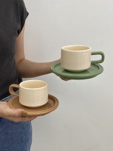 Bộ Cốc Cà Phê Gốm Sứ Màu Tương Phản Phong Cách Trung Hoa Cổ Bộ Đồ Ăn Trưa Chiều Bộ Cốc Cà Phê Macaron Nordic Style 101mL-200mL
