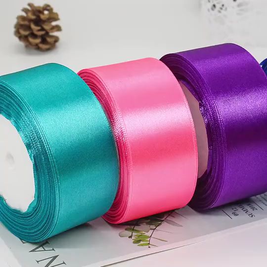 Colorful Satin Ribbon 4cm*22m, Solid Color Fabric Ribbon for Gift ...