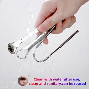 Tongue Scraper with Iron Box SetU-Shaped Stainless Steel Tongue ScraperReduces Bad Breath Stainless Steel Tongue Cleaner Suit