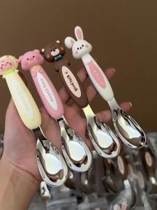 【2 pcs】316 stainless steel childrens spoon baby feeding spoon special spoon for eating complementary food training spoon tableware