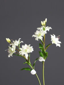 White Double-Petaled Mini Lilies Artificial Flowers Fake Flowers Hand Feeling Moisture Home Living Room Desktop Luxury Decoration Flower Arrangement Ornament