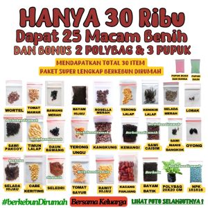 Paket Lengkap 25 Jenis Benih Sayur Bunga Lalap Cabe Terong Bayam Brokoli Wortel Kembang Kol Dan Buah