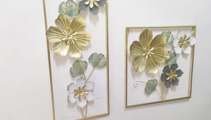 Nordic Flower Wall Decor Ornament Iron Light Luxury Round Colorful Leaf Wall Hanging Pendant Living Room Home Decoration