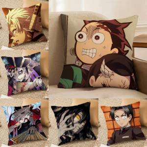 Bandai | Demon Slayer Uzui Tengen Anime Plush Pillow Cover Soft Short Plush Cushion Cover For Sofa Bedroom Home Decor Gift Decoration