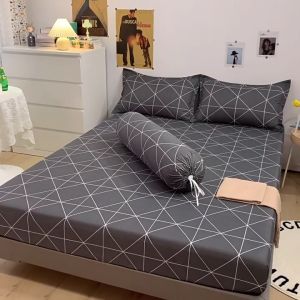 Korean Grid bedsheet pastel bedsheet Beautiful Design  Canadian Cotton |Super Double Queen King Size