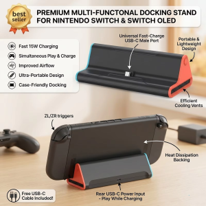 The Switch 2 Docking Station & Hub HDMI TV Converter 4K 60Hz with Fast Charging Switch2 Adapter & Gaming Accessory base