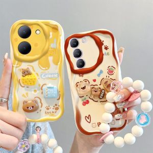 เคสโทรศัพท์ VIVO Y03 Y100 4G VIVOY100 5G VIVOY03 เคสรูปมาการองลายการ์ตูนน่ารัก VIVOY03กำไลข้อมือดอกไม้กันกระแทกกรอบซิลิโคนนิ่ม2024