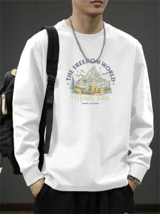 Áo Thun Nam Tay Dài Cổ Tròn Cotton Nguyên Chất 260g Dáng Rộng Thoải Mái Thường Ngày Mùa Xuân Thu Phong Cách Mỹ Thương Hiệu Thời Trang