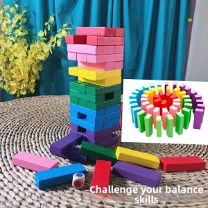 MWZ | Balance Training Rainbow Block Tower Game 48 Pieces