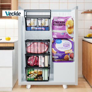 Veckle 4/8Pack Stackable Chest Freezer Basket Organizer Fridge Storage Basket Kitchen Racks for Sort and Get Frozen Food