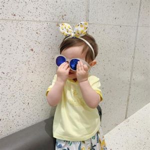 Áo Thun in Họa Tiết Cổ Tròn Tay Ngắn Mùa Hè Mới Cho Bé Gái Áo Sơ Sinh Đa Năng Thời Trang Thường Ngày Bằng Cotton 95%