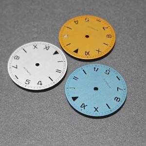 28.5mm Vintage Salmon California Dial Fit NH35/PT5000/Miyota8215/Black Markers Straight Yarn Pattern High-Quality Retrofitted