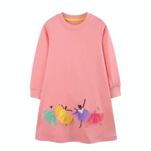 Jumping Meters | Jumping Meters 2-7T New Design Long Sleeve Girls Dresses With Dancing Girls Embroidery Autumn Spring Kids Girls Clothing Frocks