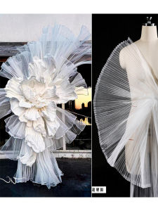 Large Organ Pleated Hard Mesh Rigid Shape Ruched Texture Handmade Cloth Wedding Decoration Graduation Design Fabric