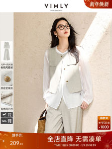 Vimly Vintage Style Womens Two-Piece Set Sleeveless Wide Leg Pants Autumn Spring Fashion Casual Comfortable Polyester Blend