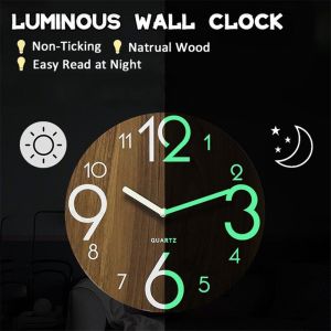 นาฬิกาดิจิตอลนาฬิกาติดกำแพงเรืองแสง3มิติระฆังแขวนเงียบเป็นพิเศษตกแต่งผนัง DIY เป็นมิตรต่อสิ่งแวดล้อมสำหรับบ้านห้องนั่งเล่นสำนักงาน