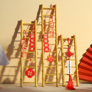 New Home Decoration Climbing Ladder Simulation Ornament Moving in Essential Comprehensive Bamboo Material Living Room Decor