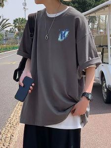 Áo Thun Cotton Tay Ngắn Mùa Hè 2025 Cho Nam Phong Cách Mỹ Thường Ngày Rộng Rãi Nửa Tay Áo Cotton Nguyên Chất in Họa Tiết 3D